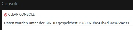 Ausgabe der BIN-ID auf der Console