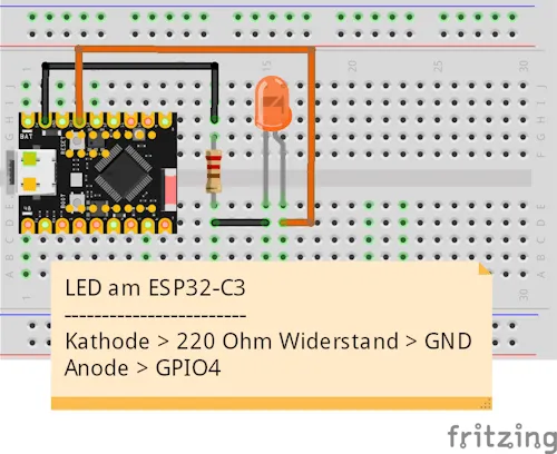 Schaltung: ESP32-C3 Mini mit LED
