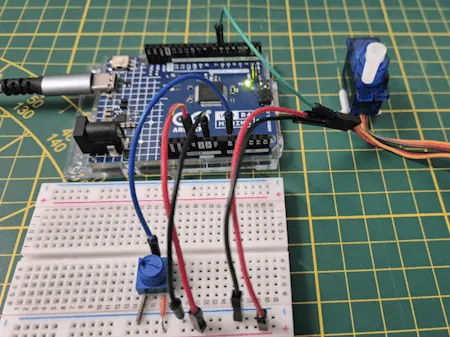 Schaltung - Arduino UNO R4 Minima mit Servomotor SG90 und Drehpotentiometer
