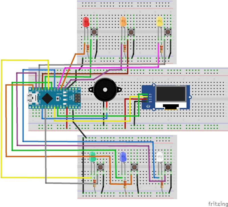 Schaltung - Simon sagt mit dem Arduino Nano