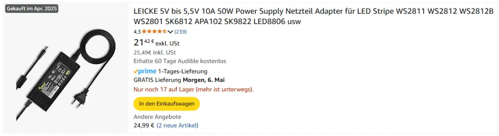 Artikel auf Amazon