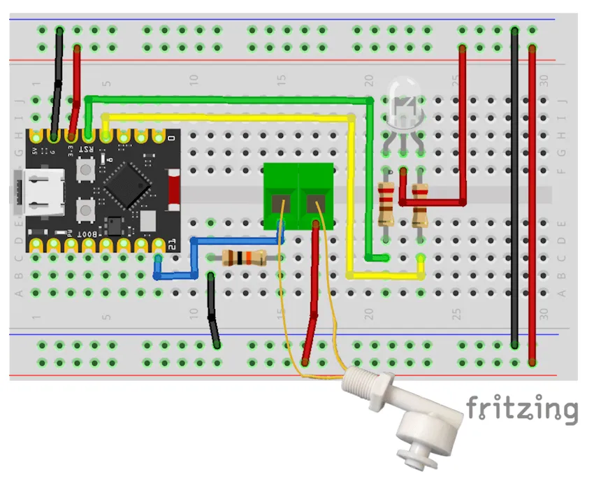 Schaltung - ESP32-C3 Mini mit Schwimmschalter und Dual-Color-LED