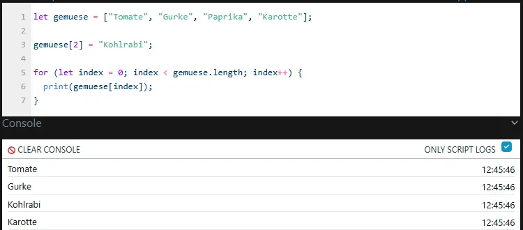Shelly Scripting - Arrays - Ersetzen von Elementen