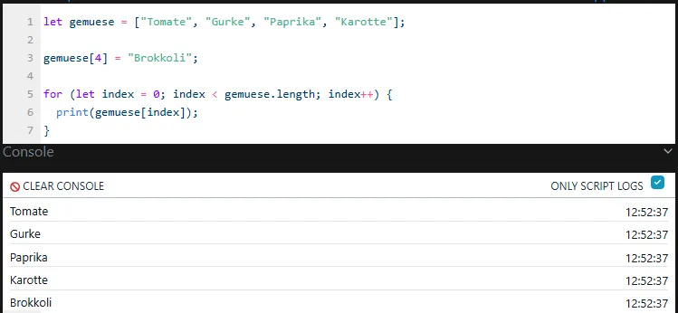 Shelly Scripting - Arrays - Hinzufügen von Elementen
