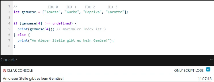 Shelly Scripting - Arrays - Zugriff auf nicht vorhandenen Index