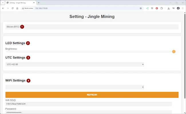 Weboberfläche - Jingle Mining - CryptoTracker