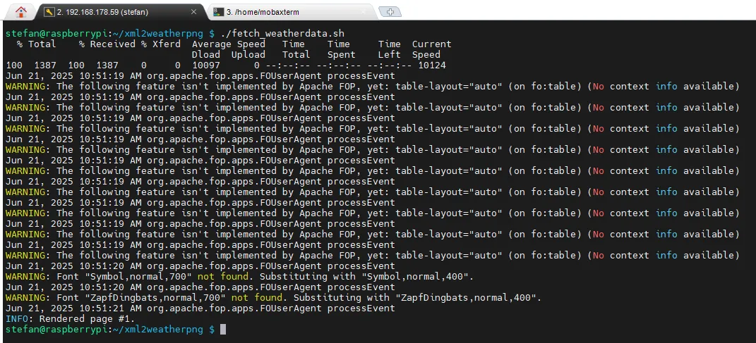 abrufen der Wetterdaten sowie transformieren der XML Datei in ein PNG mit Apache FOP