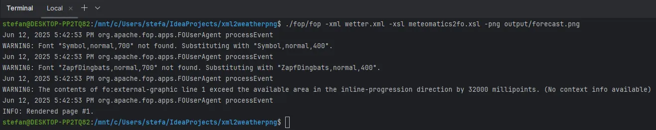 Ausgabe von Apache FOP auf der Konsole