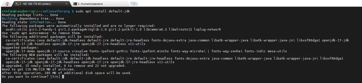 install default-jdk auf Pi