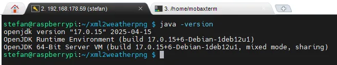 installiertes Open JDK 17 auf dem Pi