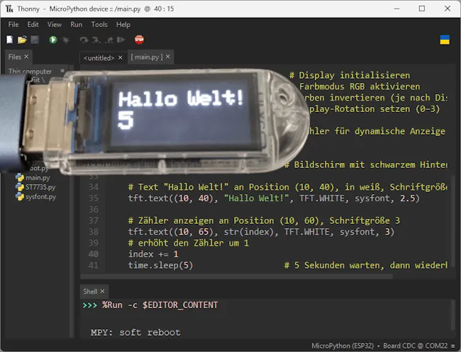 LilyGO T-Dongle S3 - ST7735 Display Sample 1