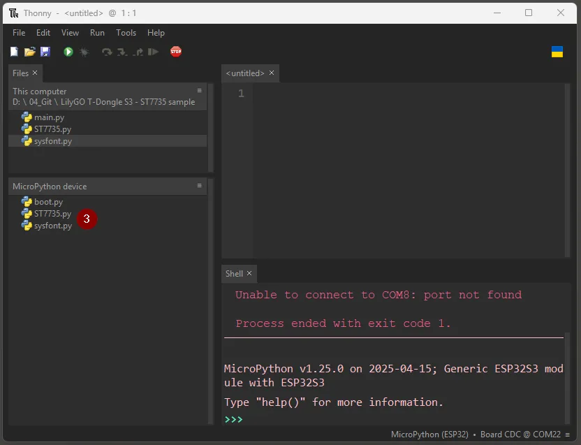 ST7735 Module auf den LilyGO kopieren - Step2
