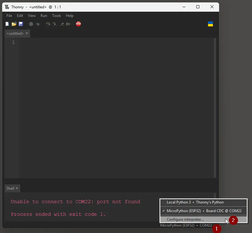 Thonny - flash Micropython - Step1