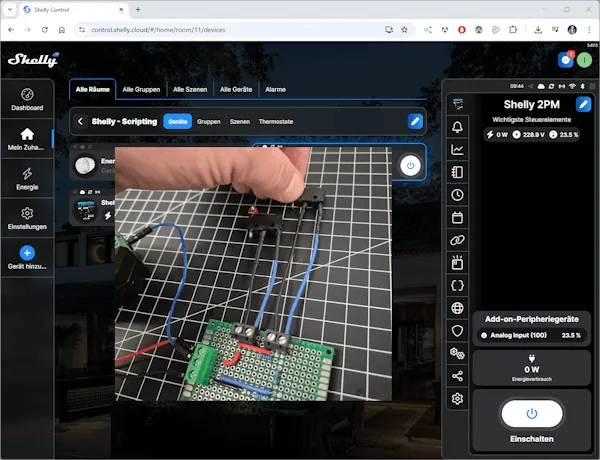 aktiver Rolltaster 2 am Shelly AddOn