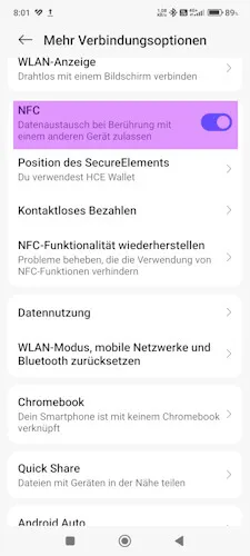 Android NFC Feature aktivieren