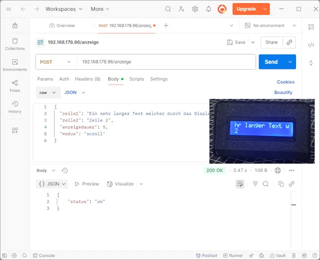 Beispielanzeige - Zeile1 und Zeile2 - scroll