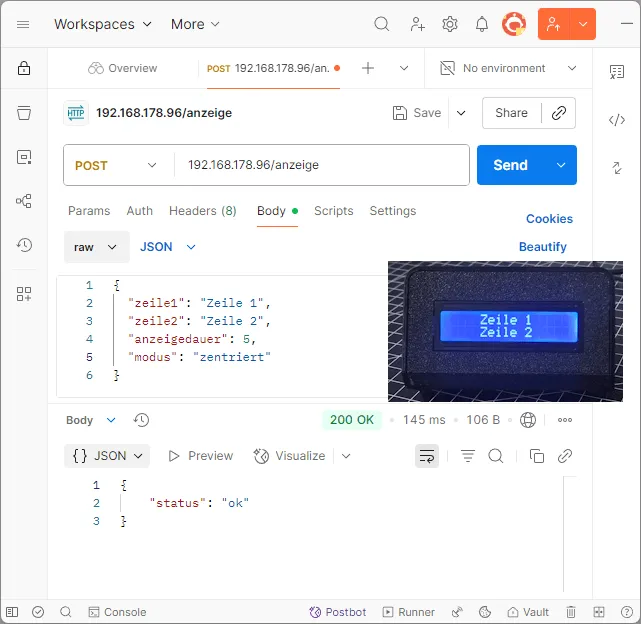 Beispielanzeige - Zeile1 und Zeile2 - zentriert