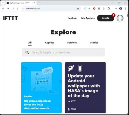 IFTTT - create air-Q Applet - Step 1