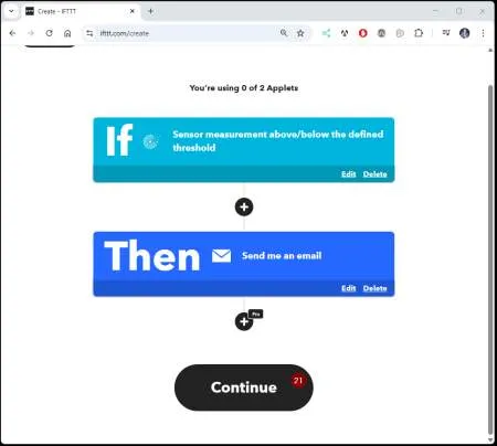 IFTTT - create air-Q Applet - Step 12