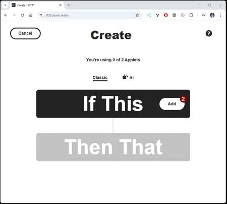 IFTTT - create air-Q Applet - Step 2