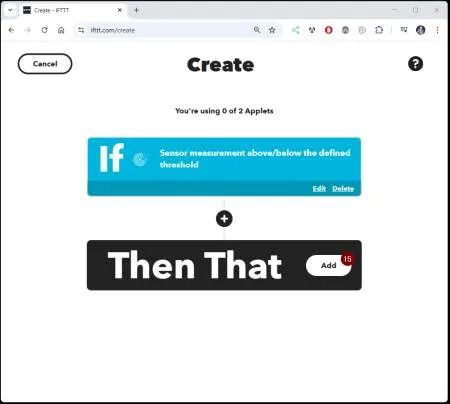 IFTTT - create air-Q Applet - Step 8