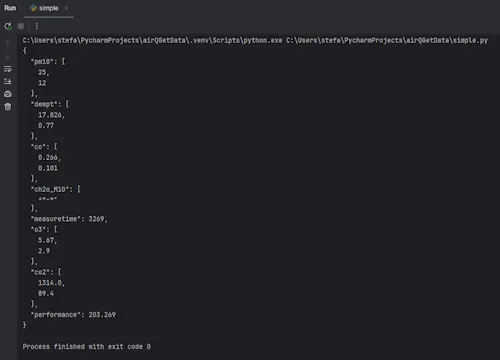 air-Q pro - Messdaten im JSON-Format