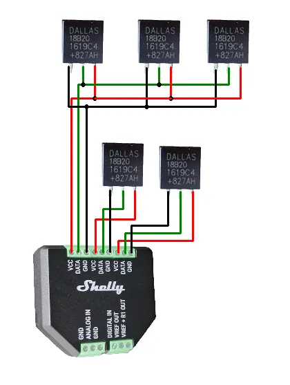 Schaltung - Shelly AddOn mit 5 DS18B20 Sensoren