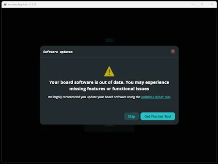 Arduino App Lab - Arduino UNO Q - Hinweis Firmwareupdate