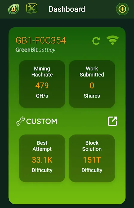 GreenBit Satboy - Dashboard