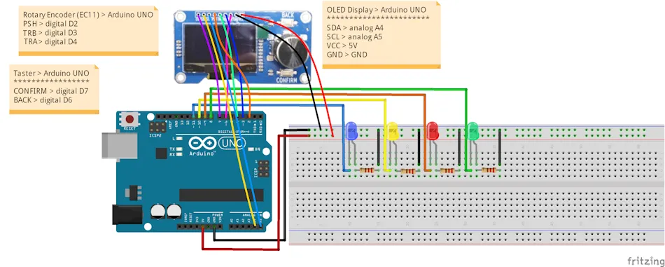Schaltung - Arduino UNO - OLED Display Rotary Encoder