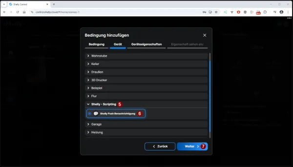 Shelly Push Benachrichtigung - Szene - Step4