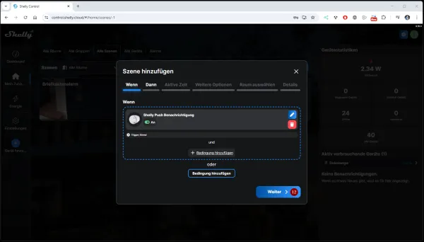 Shelly Push Benachrichtigung - Szene - Step7