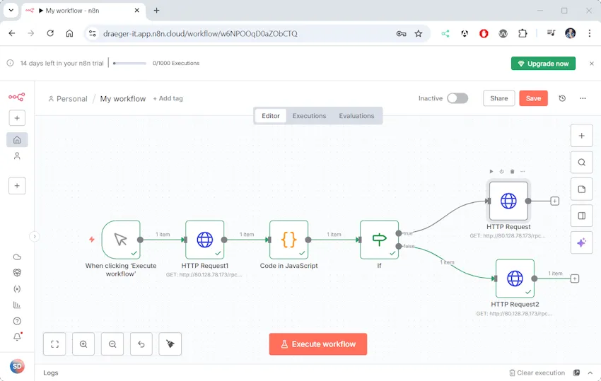 Shelly - n8n einfacher Workflow umschalten eines zustandes