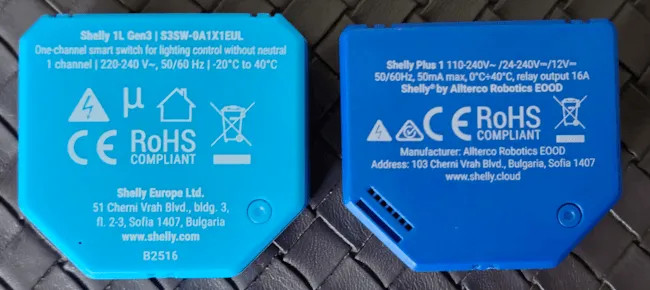 Shelly 1L Gen3 und Shelly Plus 1 - Rückseite