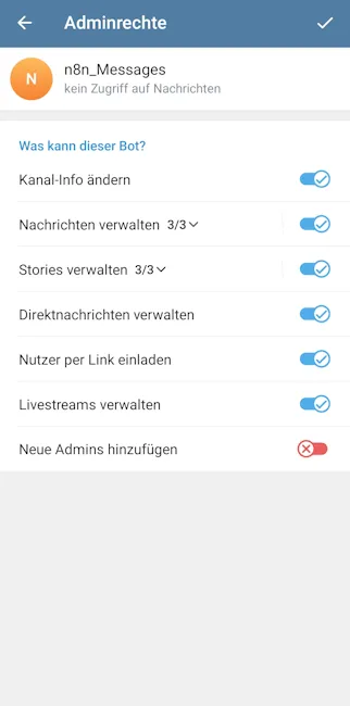 Telegram - Bot zum Channel hinzufügen - Step 4