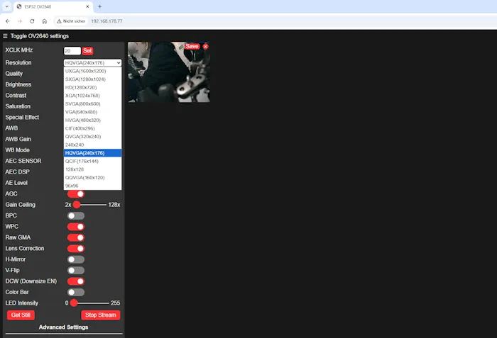 ESP32-CAM - Konfiguration für Arduino Nesso N1 Anzeige