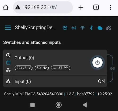 Shelly 1PM Mini Webfrontend