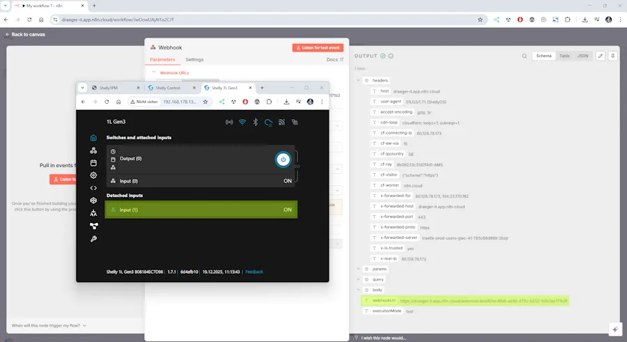 Shelly Action - trigger n8n Workflow