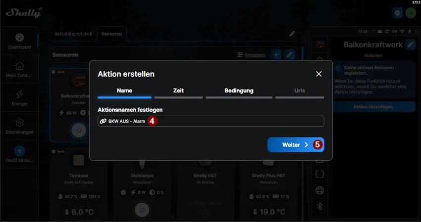 Shelly Controll - Add Action - Step2