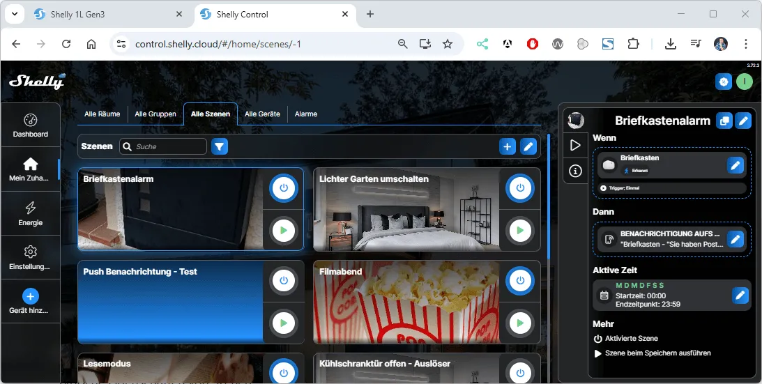 Shelly Szene - Briefkastenalarm mit Shelly BLU Motion und einem Shelly Plug S als Bluetooth Gateway