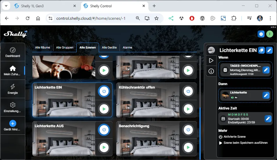 Shelly Szene - steuern einer Lichterkette zur Weihnachtszeit