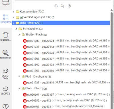 EasyEDA - Prüfung der Designregeln am Ampel Layout
