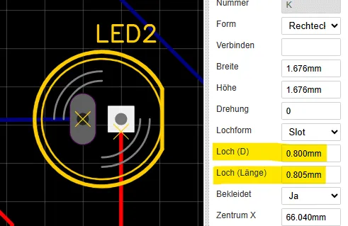 PCB - setzen des Lochdurchmessers