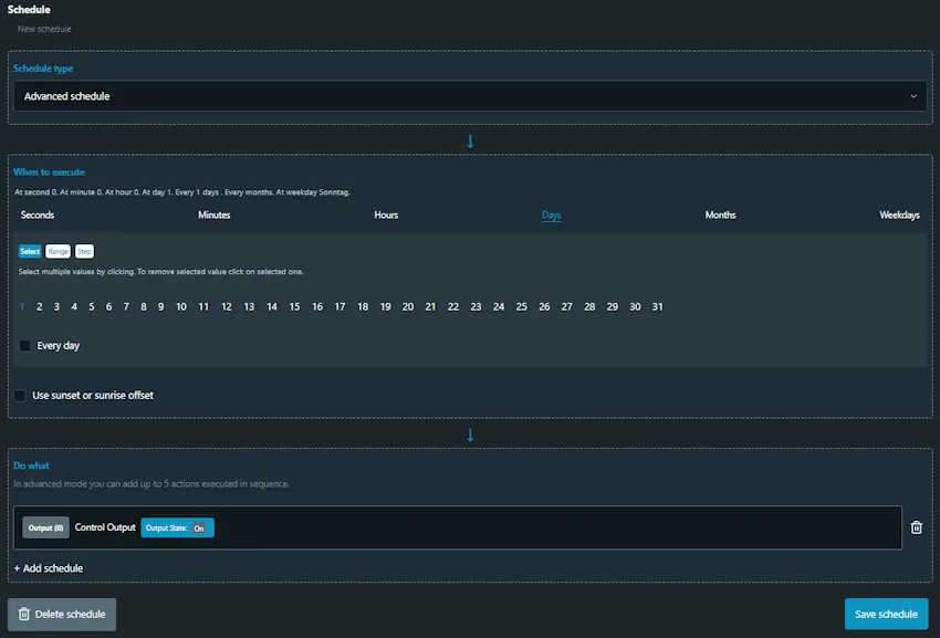 Shelly Schedules - Advanced Schedule - sample