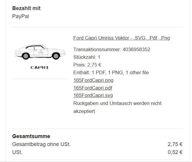 etsy - Ford Capri - Preis