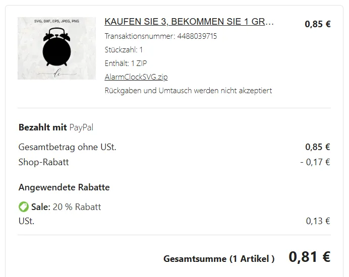 etsy - Wecker - Preis