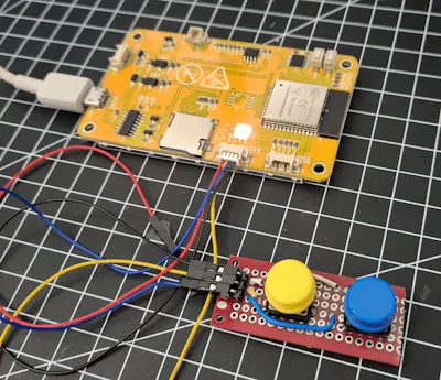 Cheap Yellow Display mit zwei Taster - aktive gelbe LED