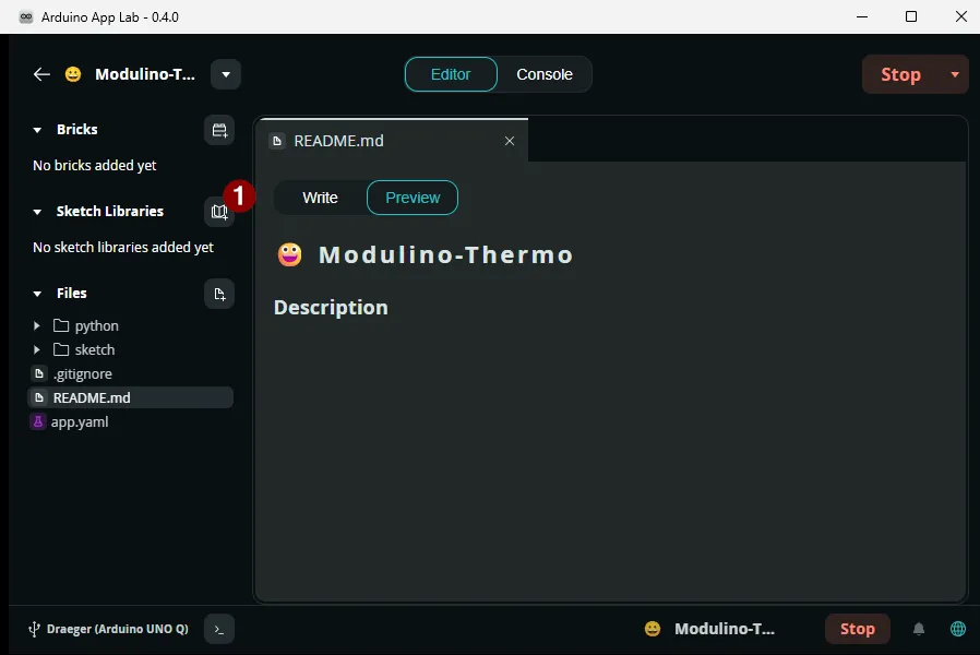 Installieren von Bibliotheken im Arduino App Lab - Step 1