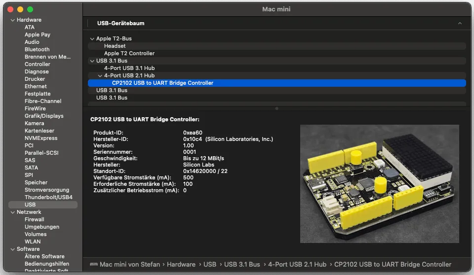 macOS - Keyestudio MAX mit CP2102 USBtoUART Bridge