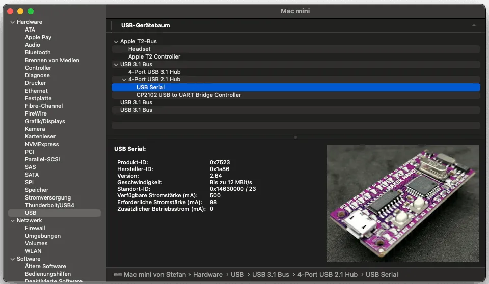 macOS - Maker Nano mit CH340 USB zu Serial Konverter